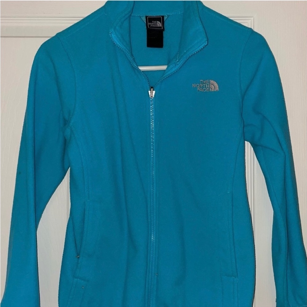 The North Face Kids' Turquoise Raincoat with White Accents - Picture 5 of 8